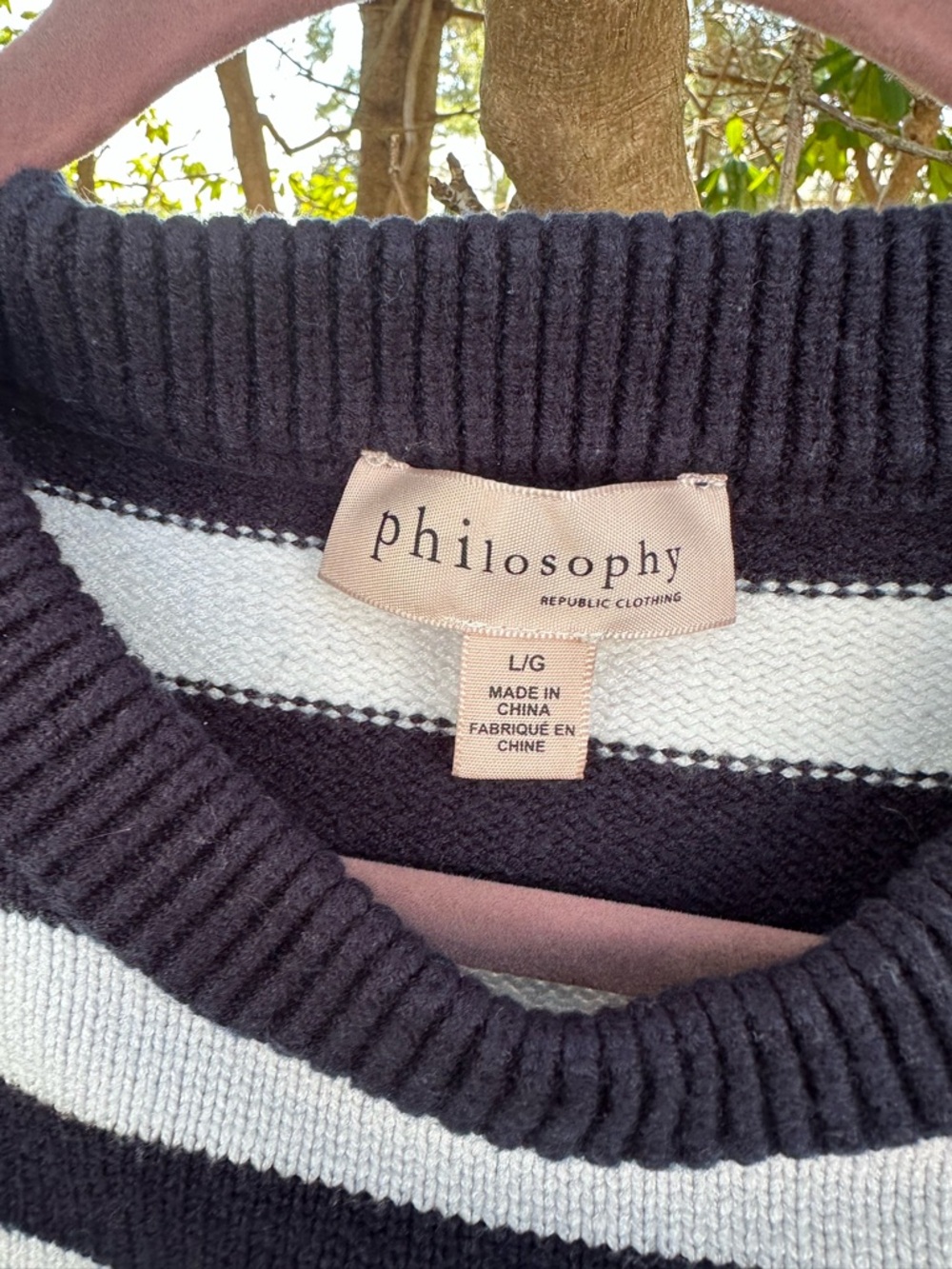 Philosophy Navy & White Striped Crewneck Sweater- Large- soft - Picture 2 of 10